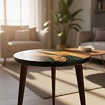 Amazon.co.jp: 20インチ 樹脂ウォールナットラウンドサイドテーブル